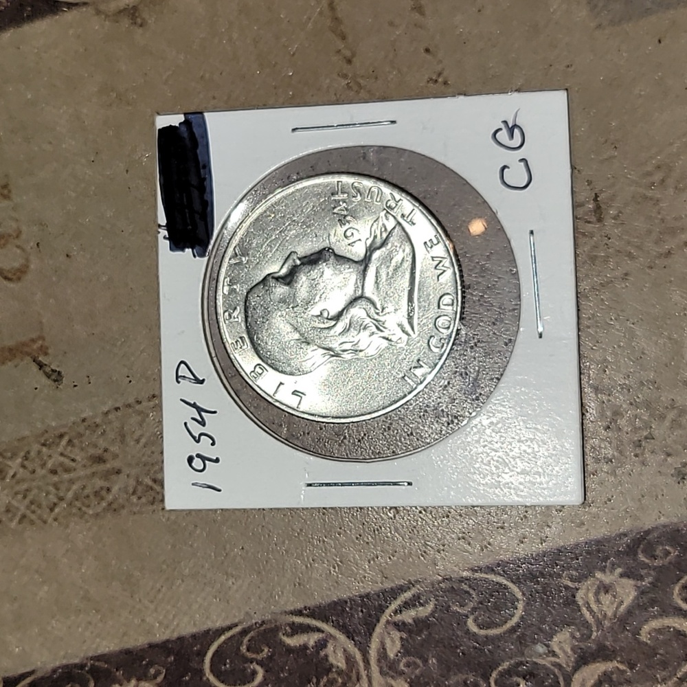 1954 D. Franklin Liberty Half Dollar. Very Good Condition. 90% Silver.